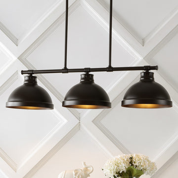 Asher 36" Industrial Farmhouse Iron Linear LED Pendant - JONATHAN Y